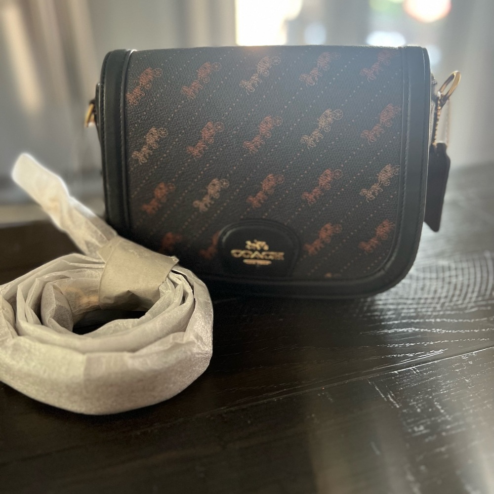 Coach Saddle Bag With Horse And Carriage Dot Print - NWT - C4049